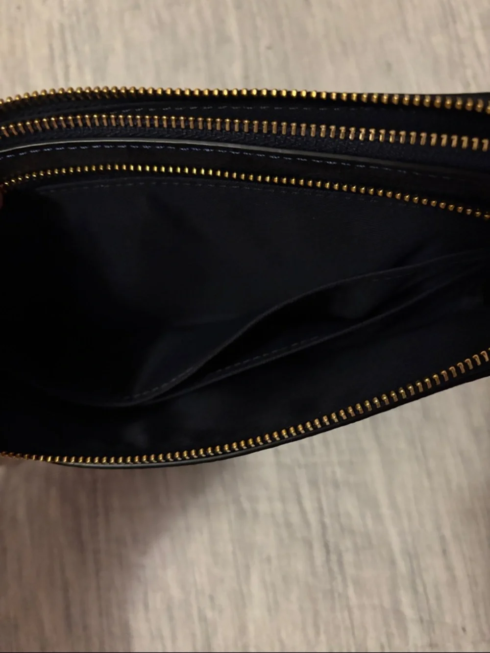 COACH Double Zip Wristlet in Navy Signature Canvas with White Strap - Picture 12 of 12